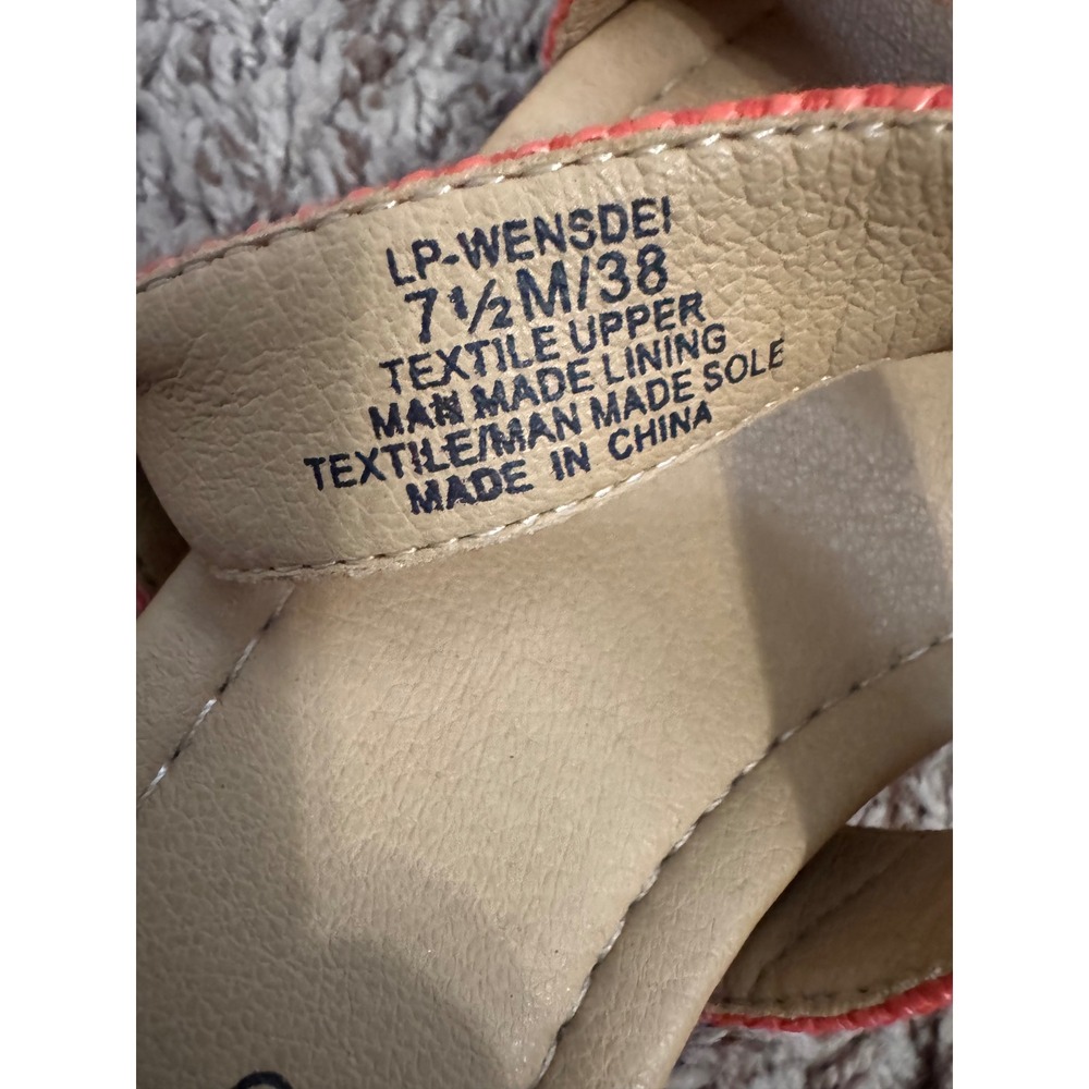 Lucky Brand Wensde Espadrille Wedge Sandals Coral Orange Ankle Strap Women's 7.5 - Picture 5 of 5